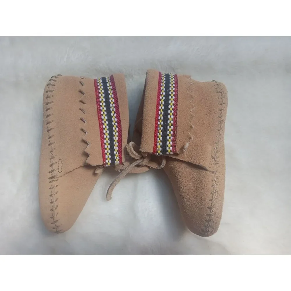 Vintage Childs Minnetonka Moccasin Bootie Boots Size 5 Toddler Baby Brown Suede‎